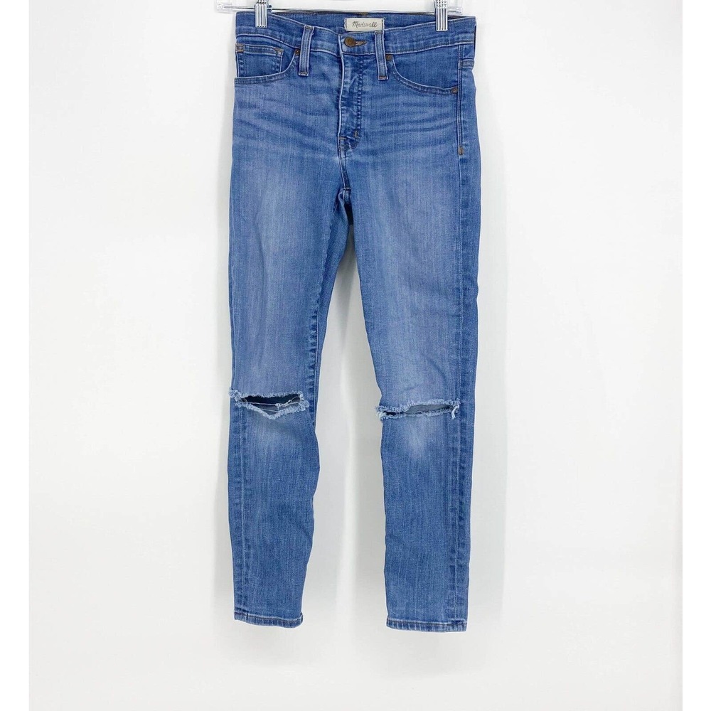 Madewell Jeans 9 Inch High Rise Skinny Crop Jeans Size 26 Ripped Knee